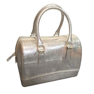 Jelly Dome Handbag Candy Color Transparent Crystal Silver With Gold Hardware